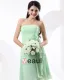 Flowers Chiffon Strapless Knee Length Bridesmaid Dresses