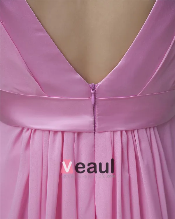 Chiffon V-hals Gulv Lengde Brudepikekjoler