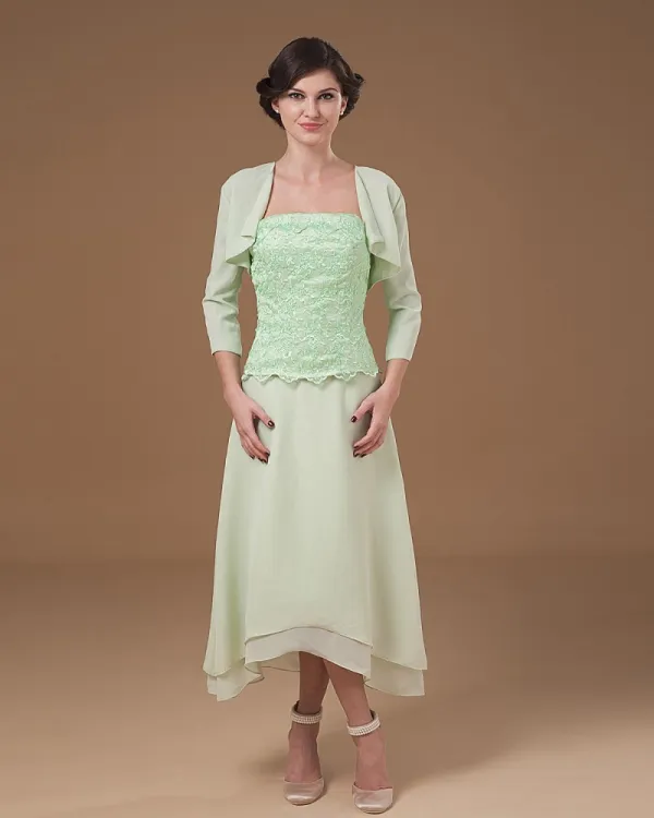 Brown Mother of the Bride Dresses Tea Length