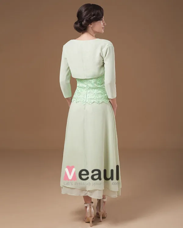 Absorbing Strapless Tea Length Applique Chiffon Mother of the Bride Dress
