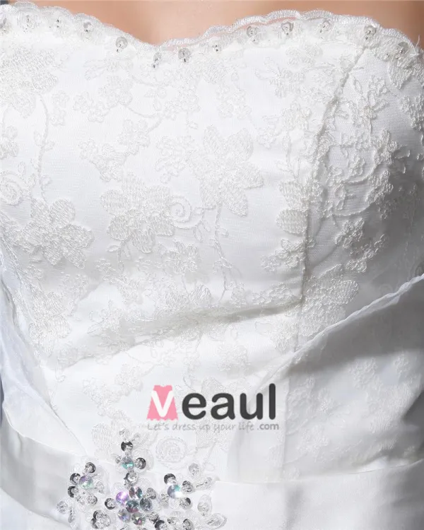 Sweetheart Floor Length Lace Beading Organza Ruffles Women Mermaid Wedding Dress