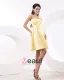 Ruffle One Shoulder Satin Knee Length Bridesmaid Dresses