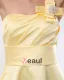 Ruffle One Shoulder Satin Knee Length Bridesmaid Dresses