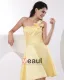 Ruffle One Shoulder Satin Knee Length Bridesmaid Dresses
