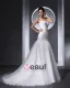 Beautiful Beading Ruffle Sweetheart Floor Length Court Train Organza Satin A Line Wedding Dress