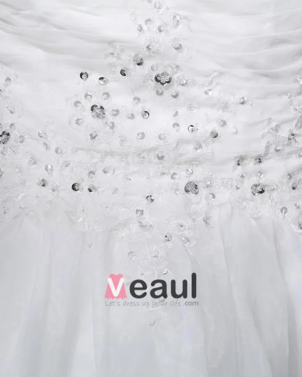 Beautiful Beading Ruffle Sweetheart Floor Length Court Train Organza Satin A Line Wedding Dress
