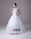 Square Floor Length Beading Applique Satin Yarn Ball Gown Wedding Dress