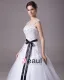 Square Floor Length Beading Applique Satin Yarn Ball Gown Wedding Dress