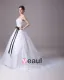 Square Floor Length Beading Applique Satin Yarn Ball Gown Wedding Dress