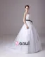 Square Floor Length Beading Applique Satin Yarn Ball Gown Wedding Dress