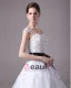Square Floor Length Beading Applique Satin Yarn Ball Gown Wedding Dress