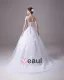 Square Floor Length Beading Applique Satin Yarn Ball Gown Wedding Dress