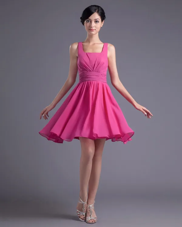 Mote Chiffon Plissert Firkantet Lar Lengde Brudepikekjoler