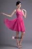 Fashion Chiffon Pleated Square Thigh Length Bridesmaid Dress
