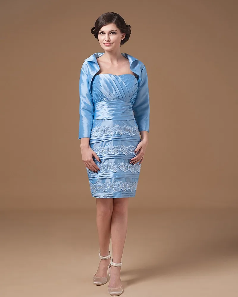 Taffeta Applikasjon Kjaereste Knelange Modre Av Bruden Gjester Kjoler