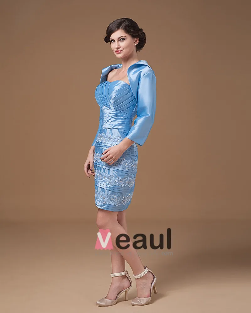 Taffeta Applikasjon Kjaereste Knelange Modre Av Bruden Gjester Kjoler