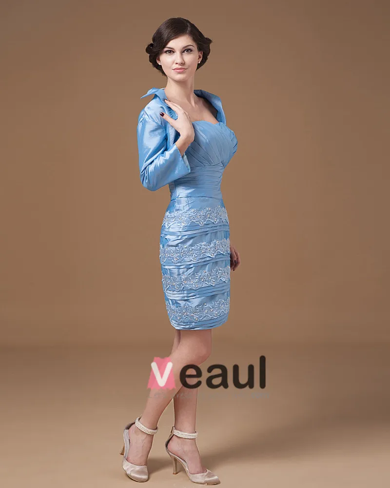 Taffeta Applikasjon Kjaereste Knelange Modre Av Bruden Gjester Kjoler