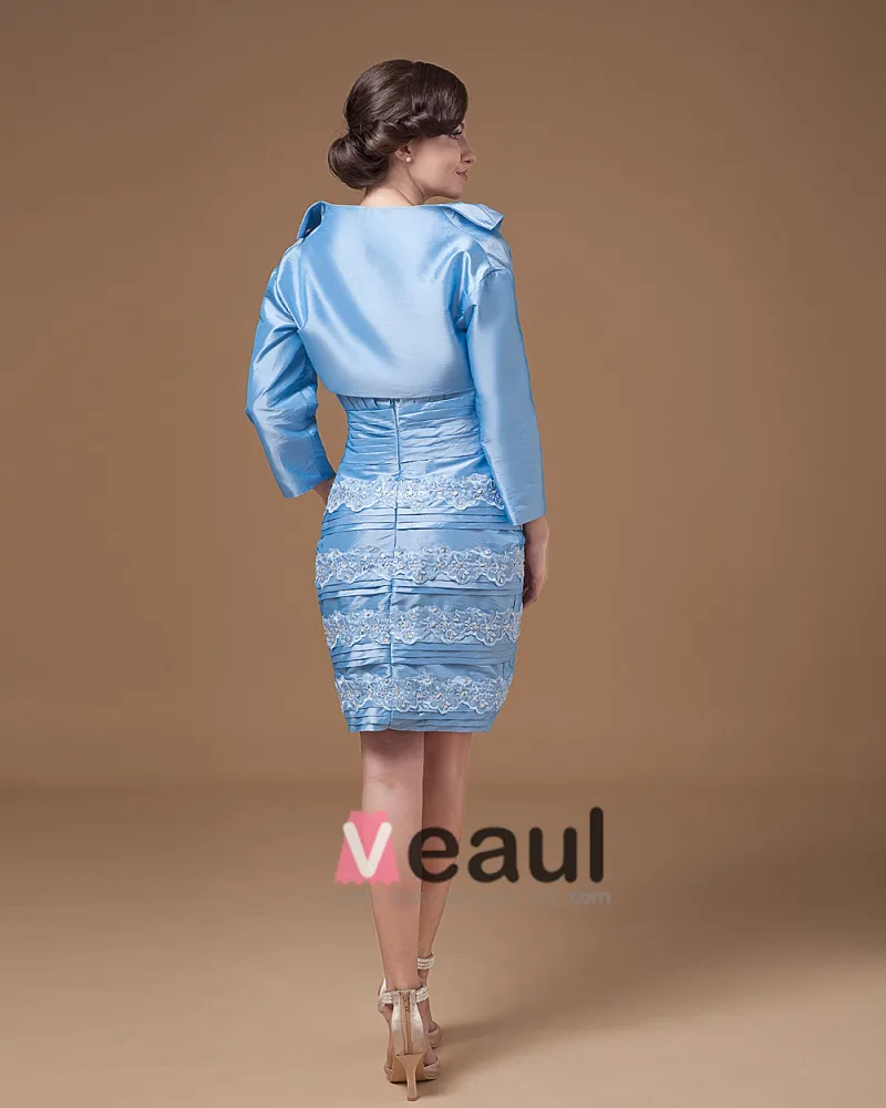 Taffeta Applikasjon Kjaereste Knelange Modre Av Bruden Gjester Kjoler