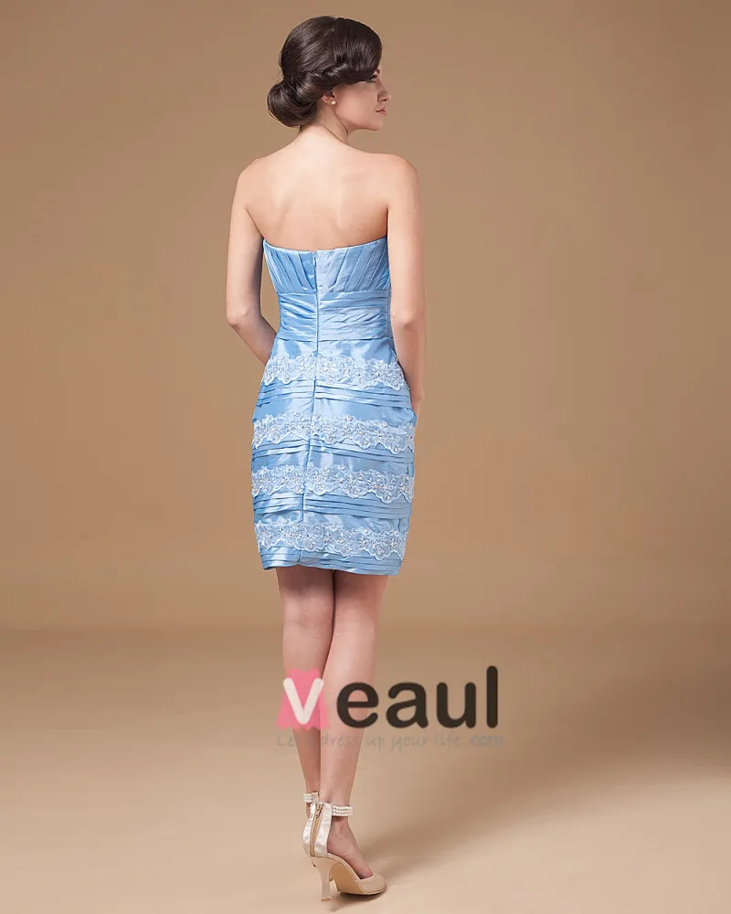 Taffeta Applikasjon Kjaereste Knelange Modre Av Bruden Gjester Kjoler