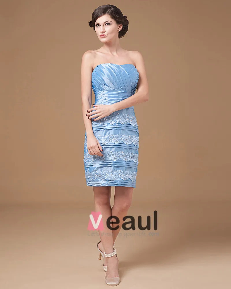 Taffeta Applikasjon Kjaereste Knelange Modre Av Bruden Gjester Kjoler