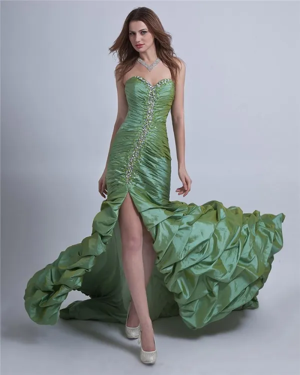 Taffeta Ruffle Floor-Length Prom Dress