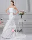 Charmeuse Beaded Ruffle Strapless Court A-line Bridal Gown Wedding Dress