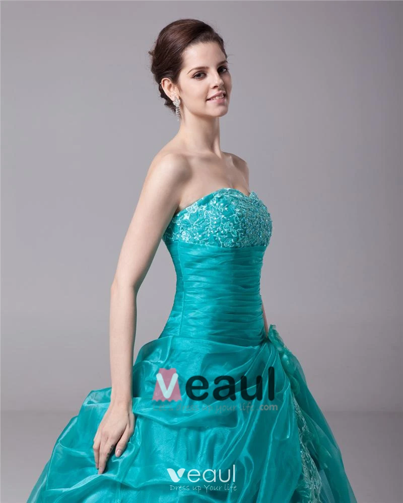 Ball Gown A-Line Strapless Yarn Satin Floor Length Women's Quinceanera Prom  Dress