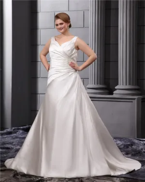 Grande Taille Satin Sweetheart Train Chapelle Robes De Mariée