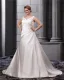 Large Size Satin Sweetheart Chapel Train Wedding Dresses