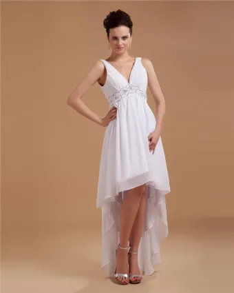 Sash Applique V Neck Short Mini Bridal Gown Wedding Dress Graduation Dresses