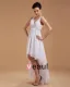 Ceinture Applique Col V Mini Robe / Graduation Des Robes De Mariage De Robe De Mariée Courtes