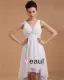 Ceinture Applique Col V Mini Robe / Graduation Des Robes De Mariage De Robe De Mariée Courtes