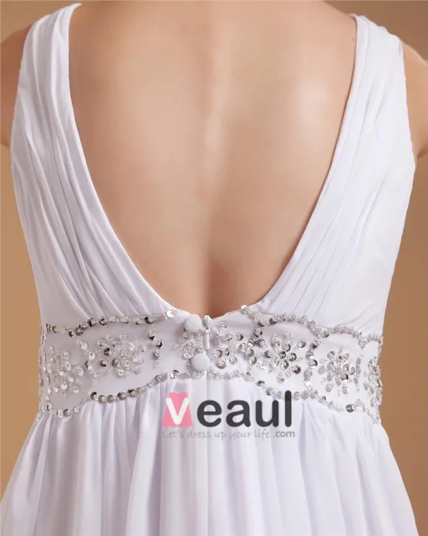 Ceinture Applique Col V Mini Robe / Graduation Des Robes De Mariage De Robe De Mariée Courtes