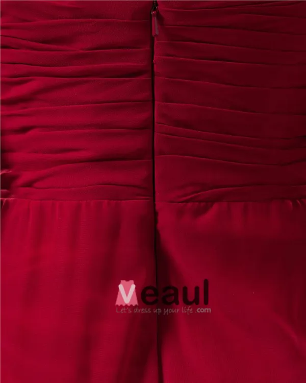 Une Ruche De Fleur-de-chaussee Robe De Demoiselle D'honneur De Mousseline De Soie Longueur D'epaule