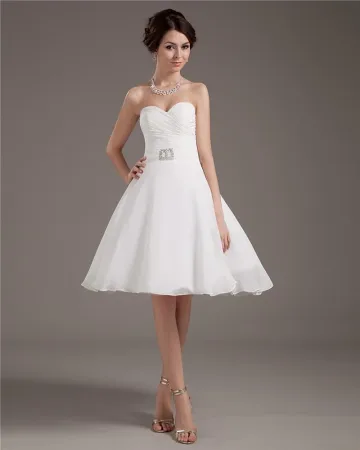 Taffetas Fil Courte Robe De Mariage Nuptiale Robe