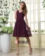 Amylinda Mousseline A Volants V Neck Longueur Genou Robe / Graduation Des Robes De Demoiselle D'honneur Robe