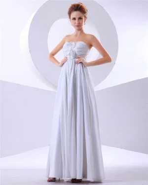 Special Empire Strapless Ruffles Floor Length Chiffon Bridesmaid Dresses