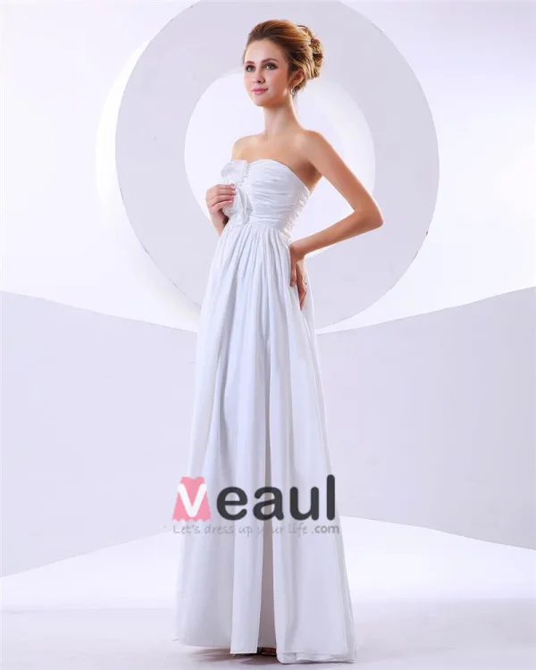 Speciale Imperium Strapless Ruches Vloer-length Chiffon Bruidsmeisjes Jurken
