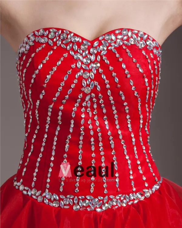 Vakre Perler Kjaereste Asymmetrisk Sateng Organza Hoy Lav Cocktail Kjoler Festkjoler