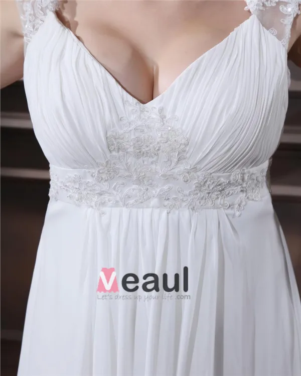 Elegant Cherie Parole Longueur Satin Mousseline De Soie Plus La Robe De Mariage De Taille
