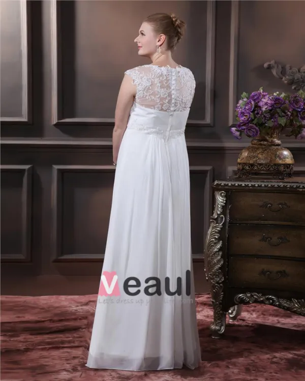 Elegant Cherie Parole Longueur Satin Mousseline De Soie Plus La Robe De Mariage De Taille