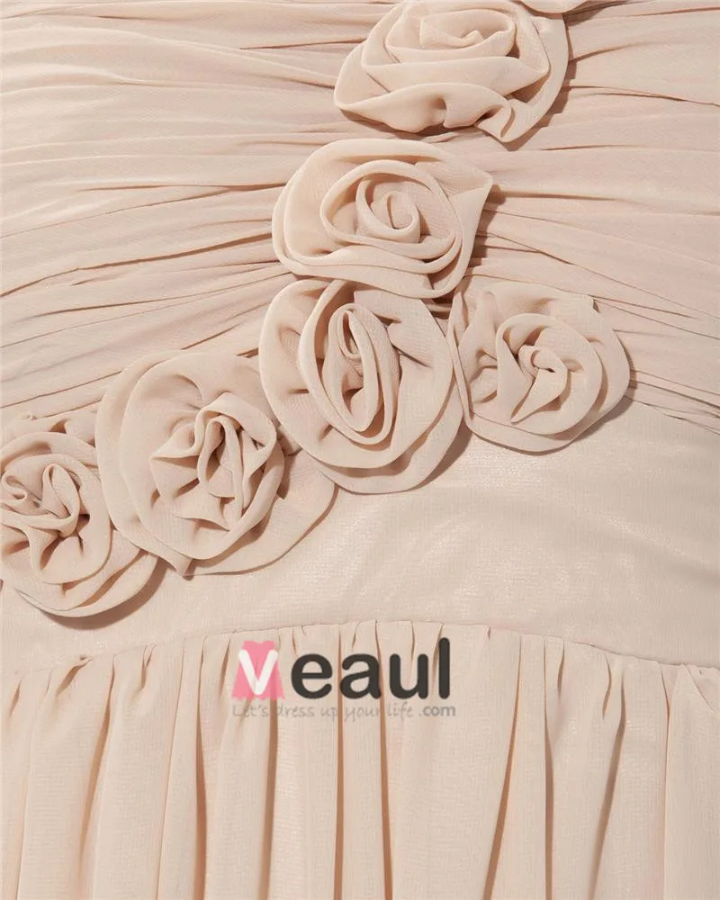 Kjaereste Blomst Plissert Ermelos Glidelas Gulv Lengde Chiffon Silke Kvinne Brudepikekjoler