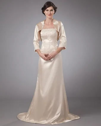 Satin Longueur De Plancher Meres De Ruche D Invites De Robe De Mariée