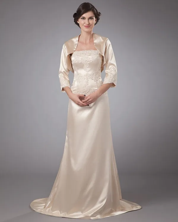 Satin Floor Lengde Ruffle Modre Av Bruden Gjester Kle