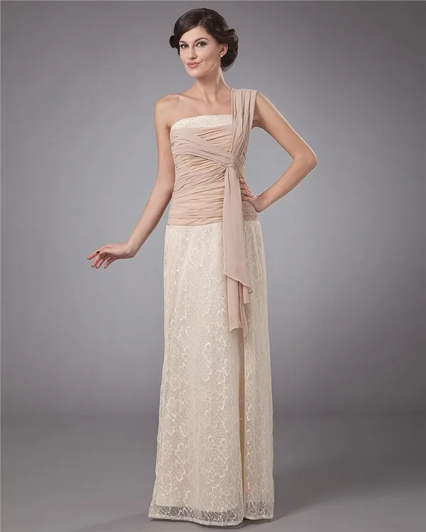 Blonde Band En Skulder Gulv Lengde Modre Av Bruden Gjester Kjole