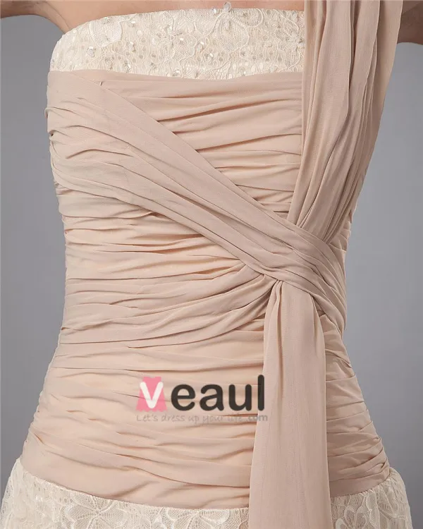 Ceinture De Lacet Une Epaule Longueur De Plancher Meres De Clients Robe De Mariée