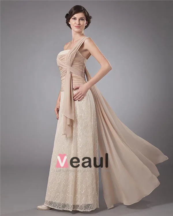 Ceinture De Lacet Une Epaule Longueur De Plancher Meres De Clients Robe De Mariée