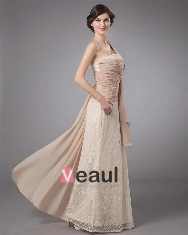 Ceinture De Lacet Une Epaule Longueur De Plancher Meres De Clients Robe De Mariée