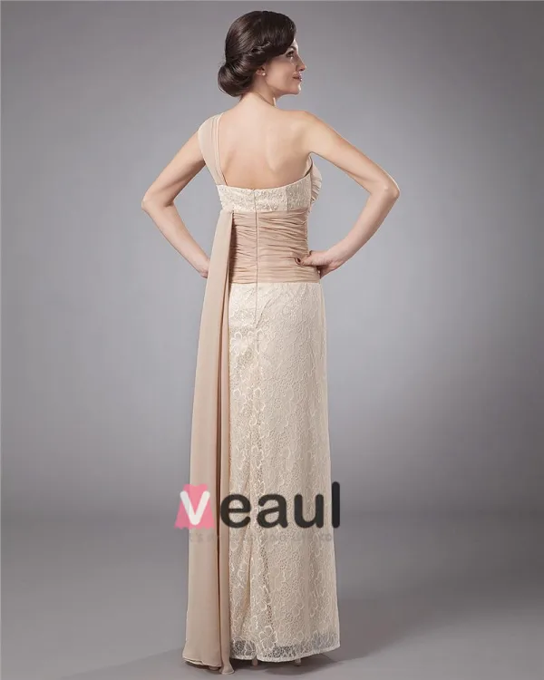 Ceinture De Lacet Une Epaule Longueur De Plancher Meres De Clients Robe De Mariée