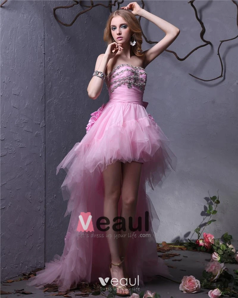 Pink Backless Bowknot Asymmetry Homecoming Dress Pink Backless Bowknot Asymmetry Homecoming Dress